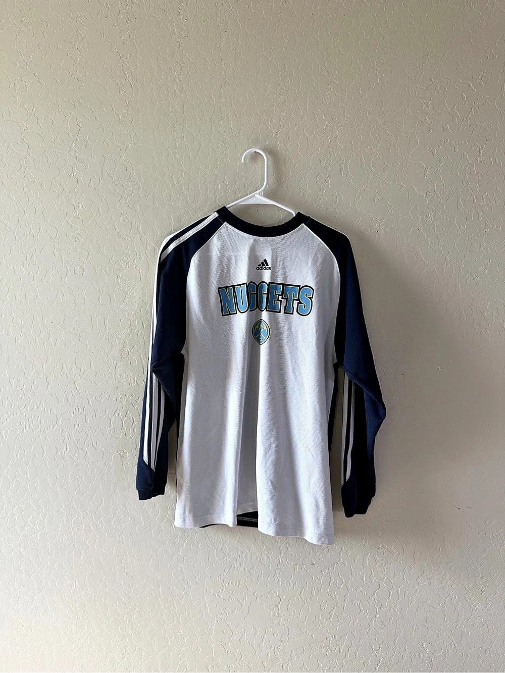 adidas Denver Nuggets NBA Authentics Long Sleeve Shooting Shirt Boys XL White &